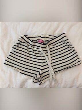Edikted Striped Casual Drawstring Shorts - Black & Cream